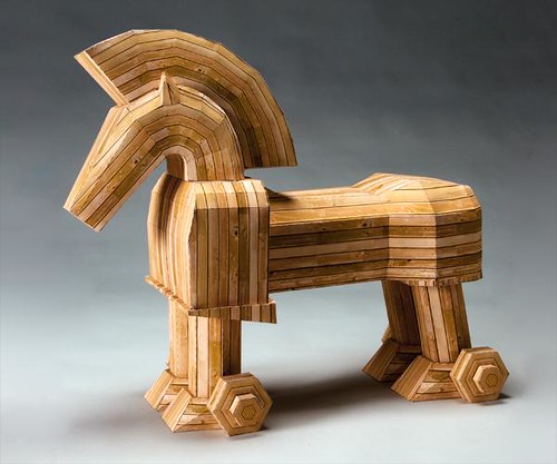 Photo of a toy wooden Trojan horse